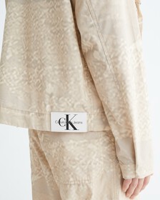 Cropped Cotton Twill Zip Up Jacket, Landscape Aop, hi-res