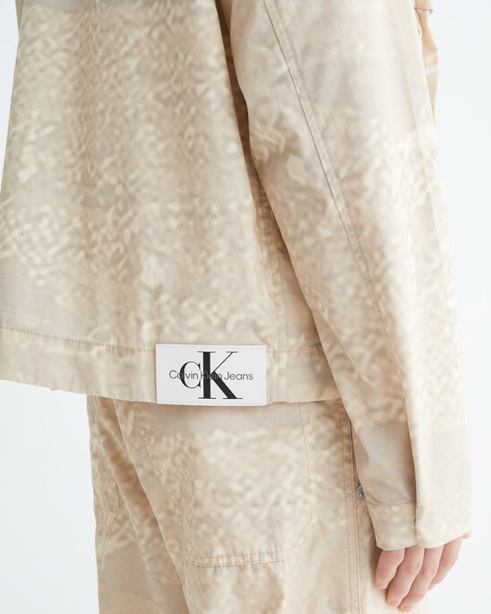 Cropped Cotton Twill Zip Up Jacket