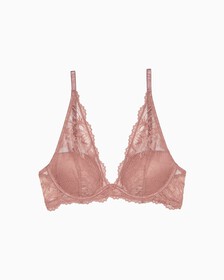 Seductive Comfort Lotus Floral Lightly Lined Plunge Bra, Red Grape, hi-res