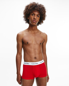 COTTON STRETCH 3 PACK LOW RISE TRUNK, White/ Pyro Blue /Red Ginger, hi-res