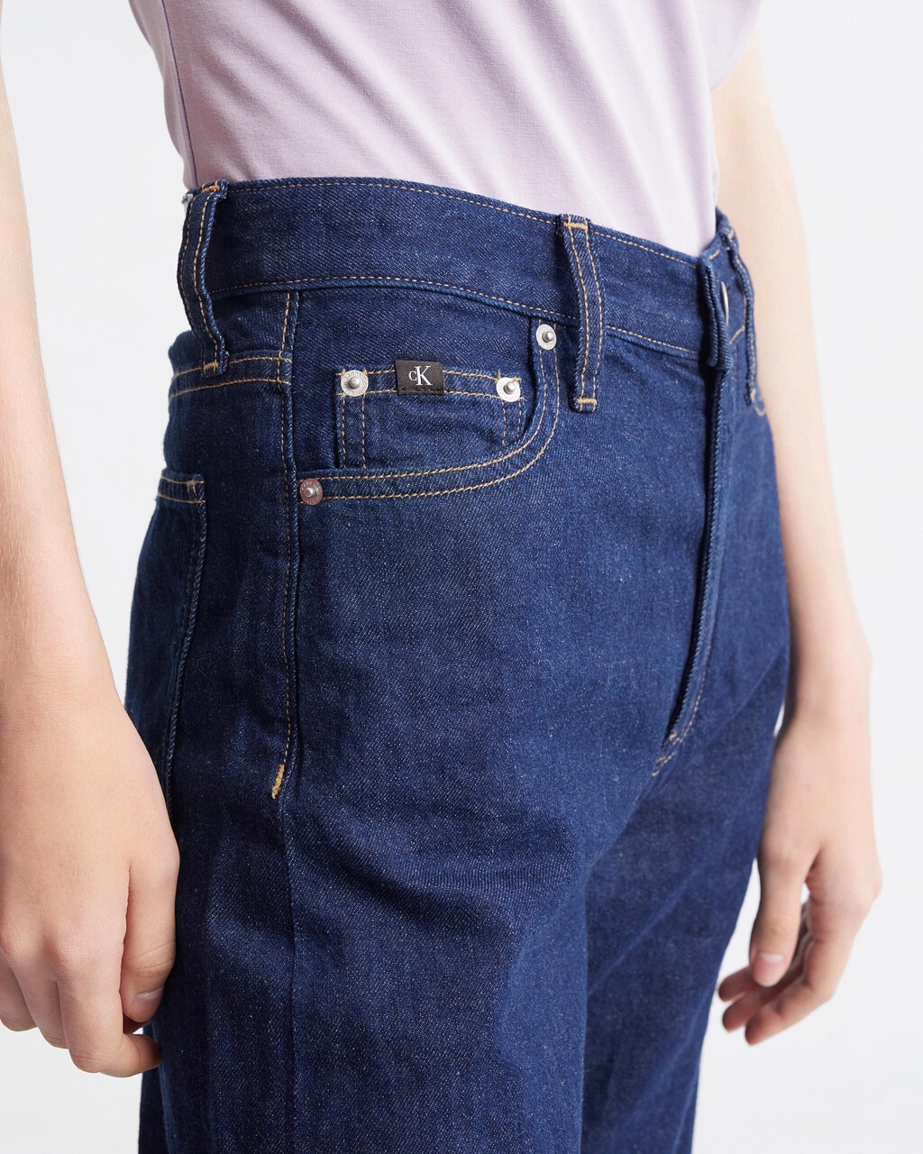 Linen Wide Leg Jeans, Denim Rinse, hi-res
