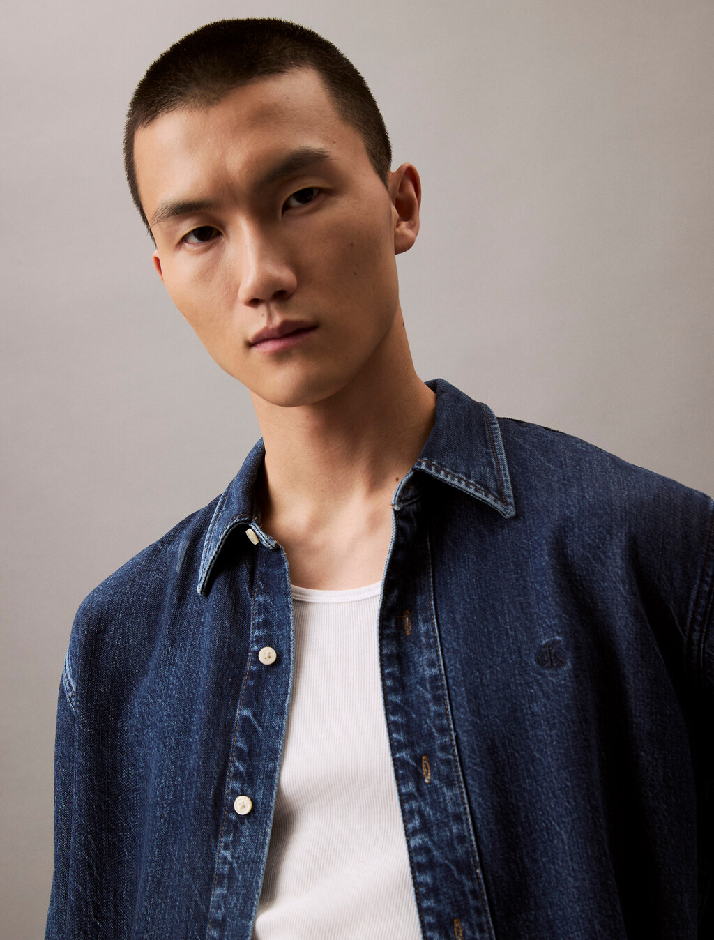 Denim Lyocell Short Sleeve Shirt, DARK ECLIPSE, hi-res