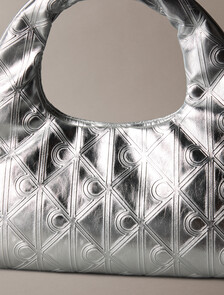 Puffer Emblem Logo Metallic Mini Bag, SILVER METALLIC, hi-res