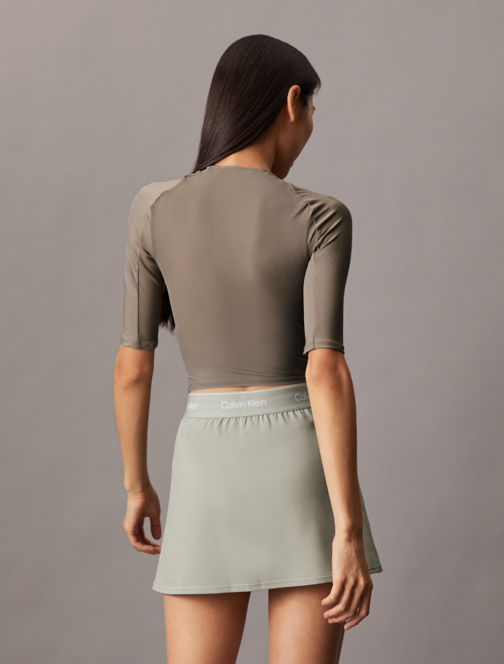 Icon Ruched Front Tee, Driftwood, hi-res
