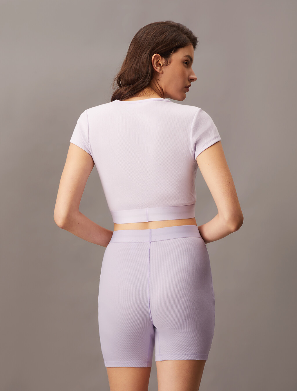 Cotton Stretch Rib Bike Shorts, LILAC QUARTZ, hi-res