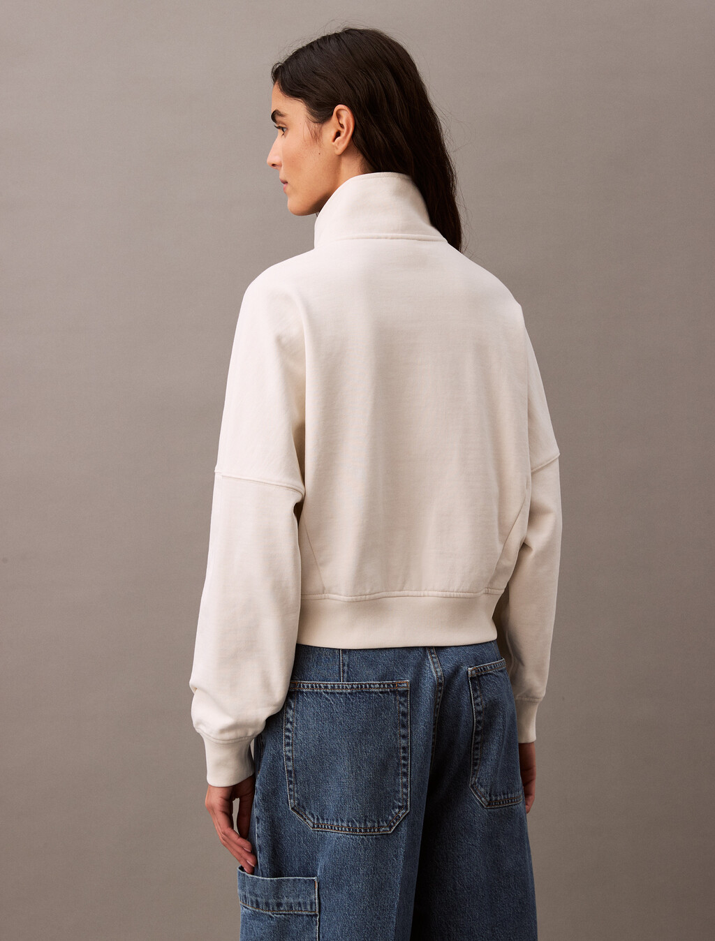 Cotton Terry Zip Up Jacket, Tofu, hi-res