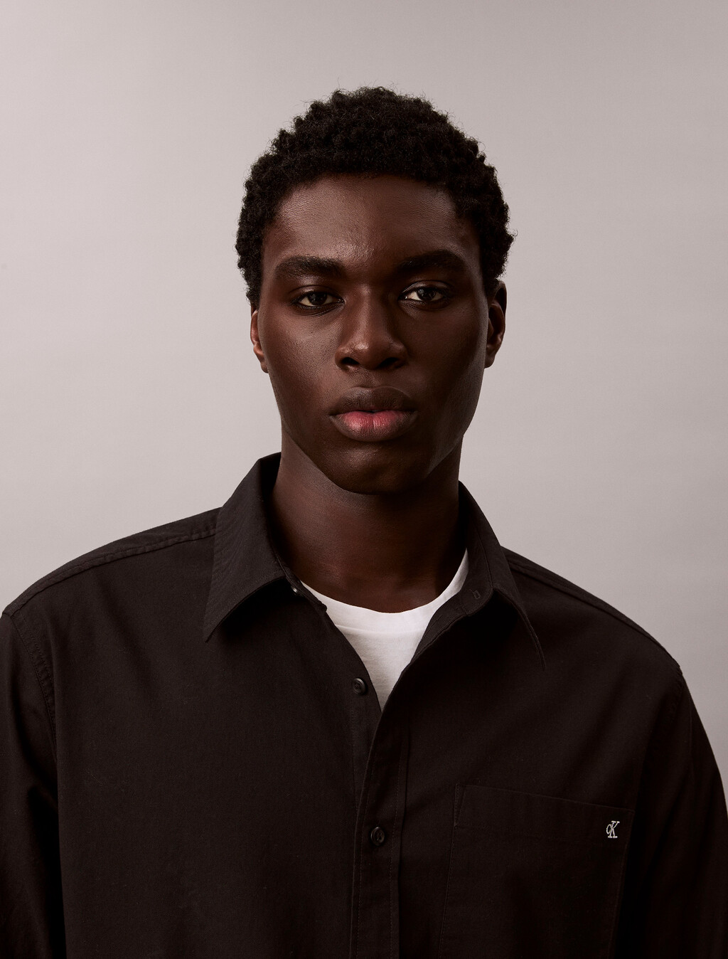 Oxford Cotton Shirt, Black, hi-res