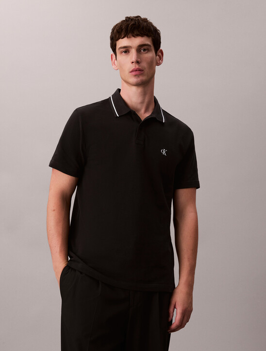 Monogram Pique Tipped Polo