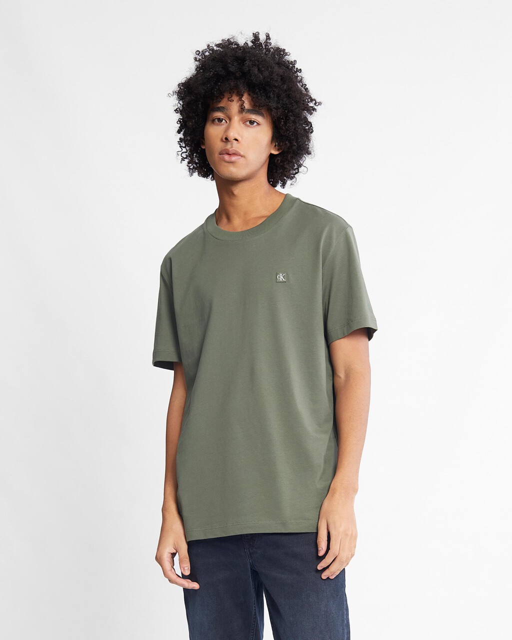 Badge Logo Crew Neck Tee, Thyme, hi-res