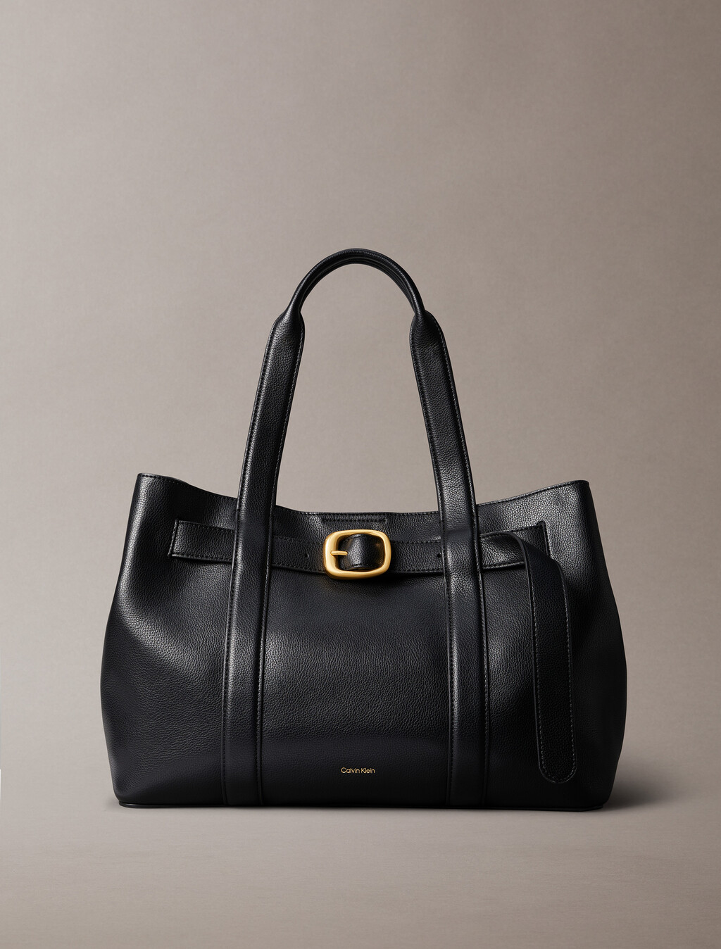 Belted Tote Bag, Black, hi-res