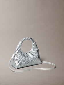 Puffer Emblem Logo Metallic Mini Bag, SILVER METALLIC, hi-res