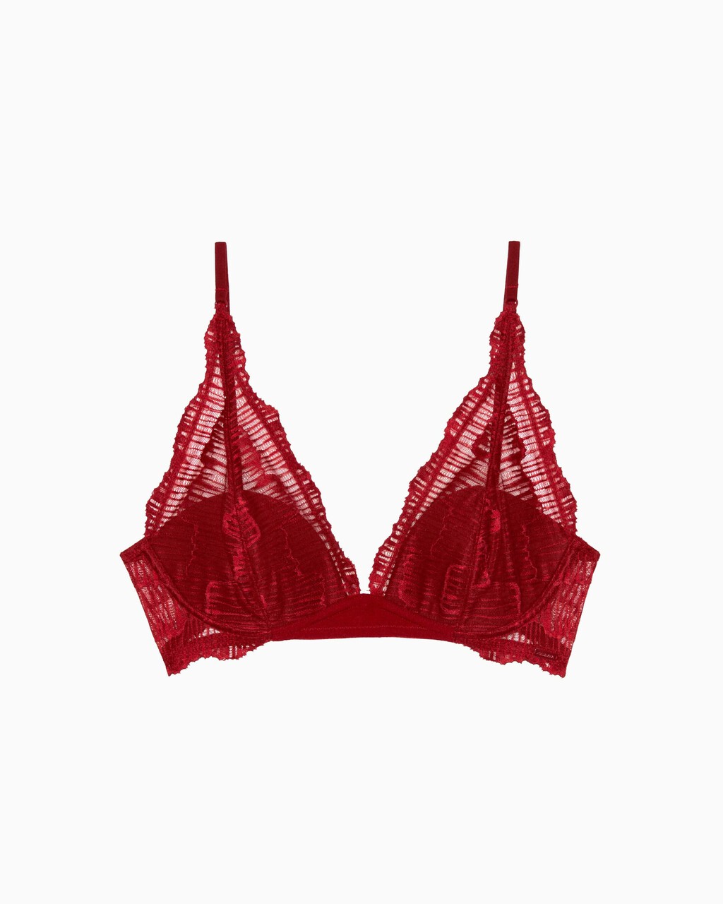 CK BLACK LINEAR LACE LIGHTLY LINED TRIANGLE BRA, Red Carpet, hi-res