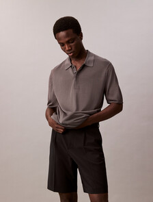 Sheer Polo Jumper, Gray Pinstripe, hi-res