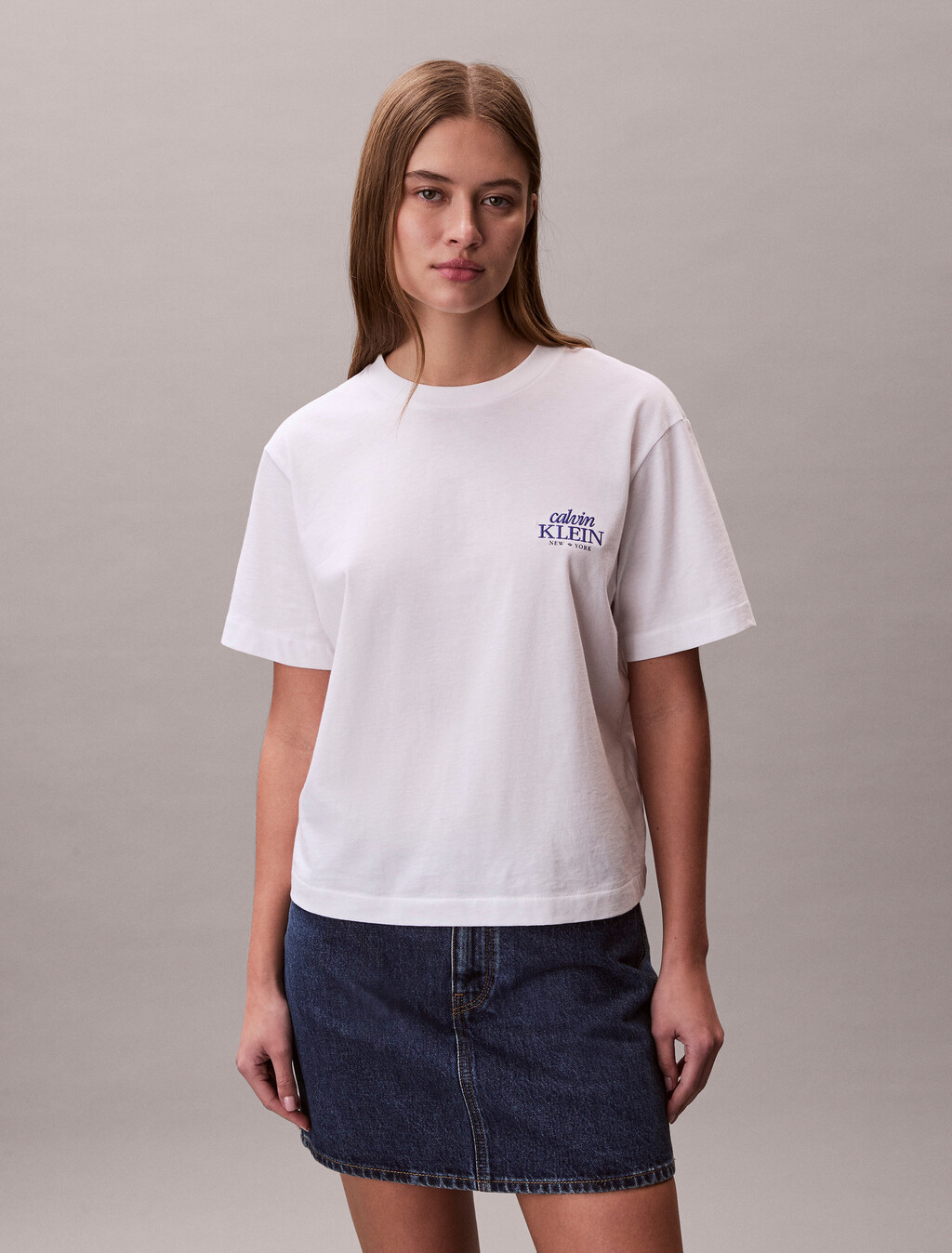 Relaxed Embroidered Logo T-shirt, Bright White, hi-res