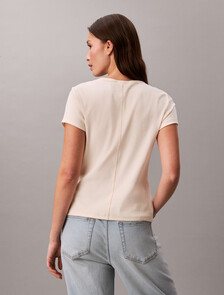 Slim Ribbed Button-Front T-shirt, Calico, hi-res