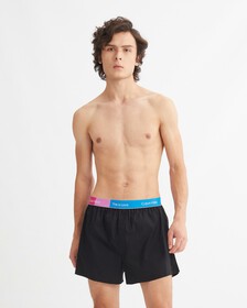 PRIDE COTTON COLOR BLOCK TRADITIONAL BOXERS, Black w/ Shocking Blue, hi-res