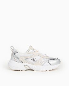 Leather Trainers, WHT/PINK/SILVER, hi-res