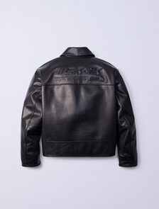 Jung Kook for Calvin Klein Leather Racer Jacket, Black, hi-res