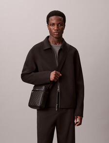 Embossed Allover Monogram Reporter Bag, Black, hi-res