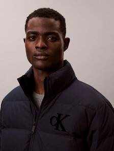 Chenille Monogram Puffer Jacket, Dark Sapphire, hi-res