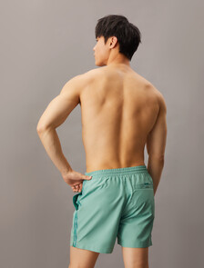 Medium Drawstring Swim Shorts - Logo Tape, Saltwater Aqua, hi-res