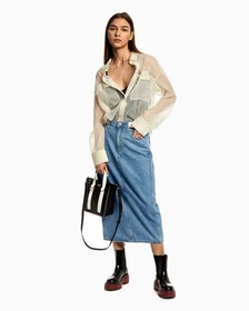 SHEER CHIFFON SHIRT, Eggshell, hi-res