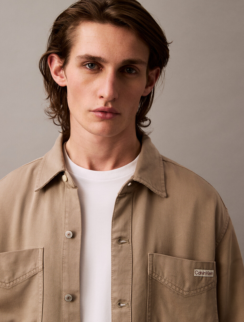 Soft Overdye Twill Overshirt, ALUMINUM, hi-res