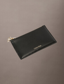 Leather Zip Card Holder, Black, hi-res