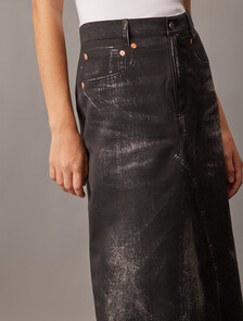 Halo Trompe L'oeil Denim Tailored Skirt, BLACK DENIM PRINT, hi-res