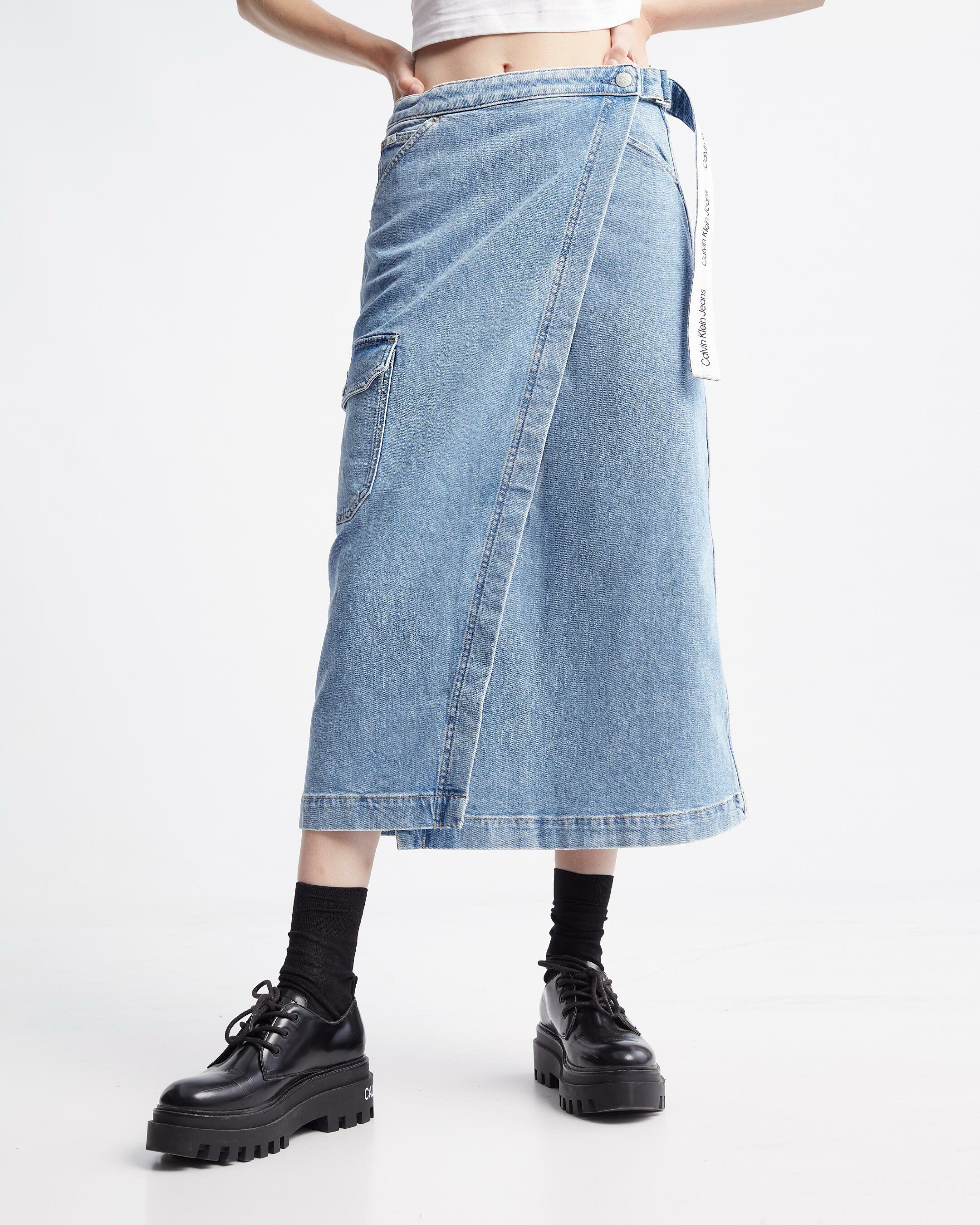 Wrapround Maxi Denim Skirt blue Calvin Klein Malaysia