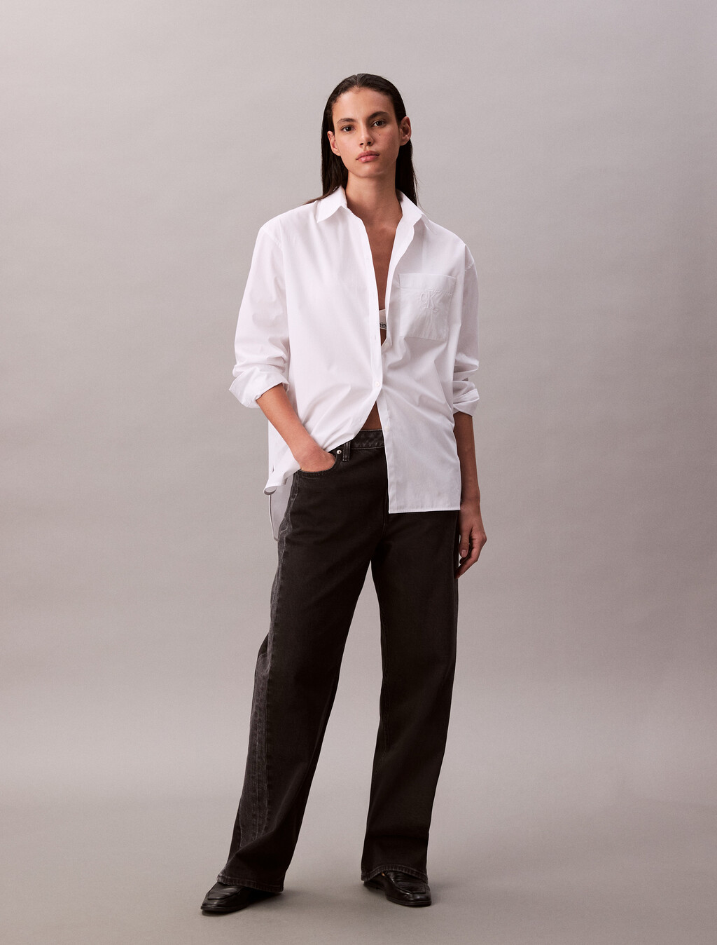 Poplin Relaxed Shirt, Brilliant White, hi-res