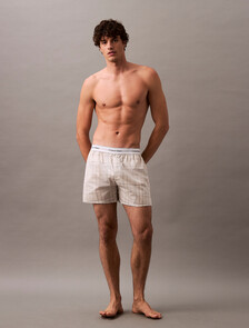 Cotton Poplin Traditional Boxers, CROSSHAIR PLAID CHALK, hi-res