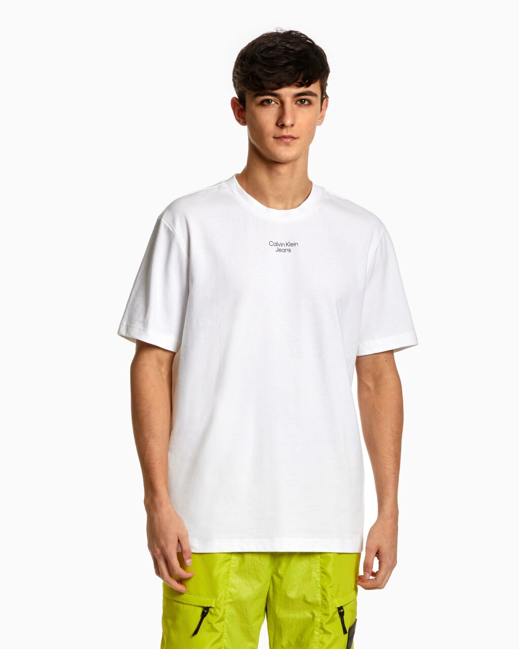 STACKED MICRO LOGO RELAXED TEE, Bright White, hi-res