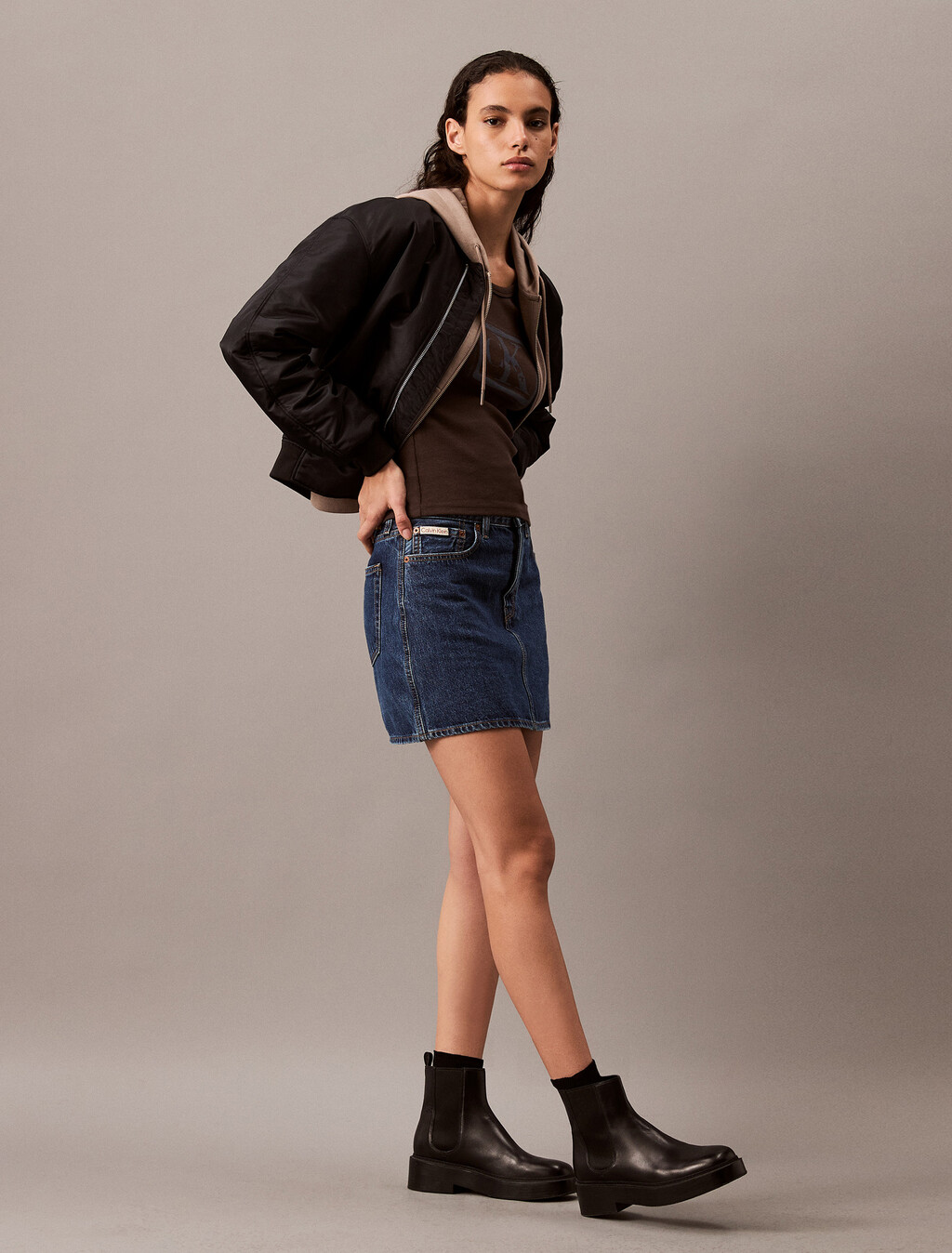 High Rise Denim Mini Skirt, PACIFICO, hi-res