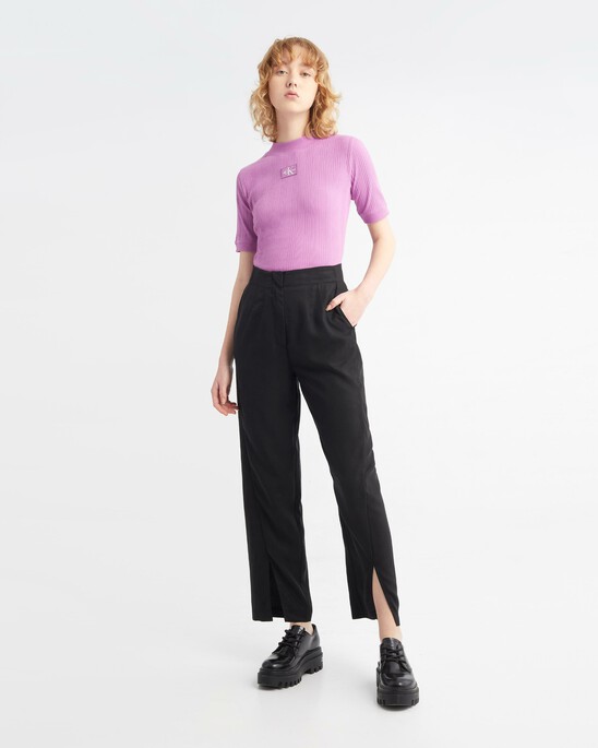 Small Logo Badge Rib Knit Top