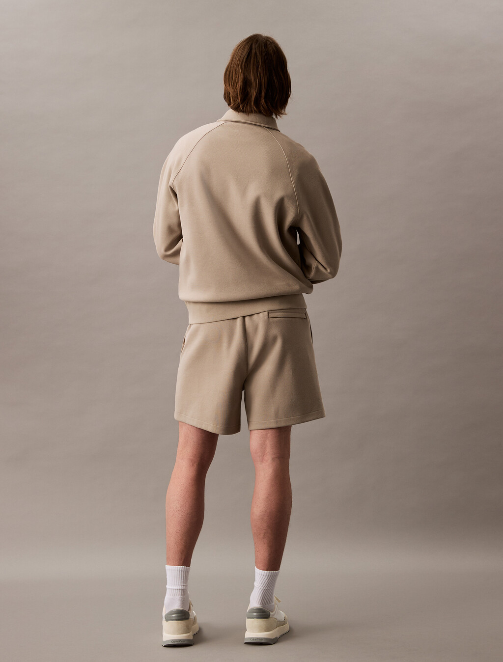 Double Rib Knit Monogram Embroidery Short, Vintage Khaki, hi-res