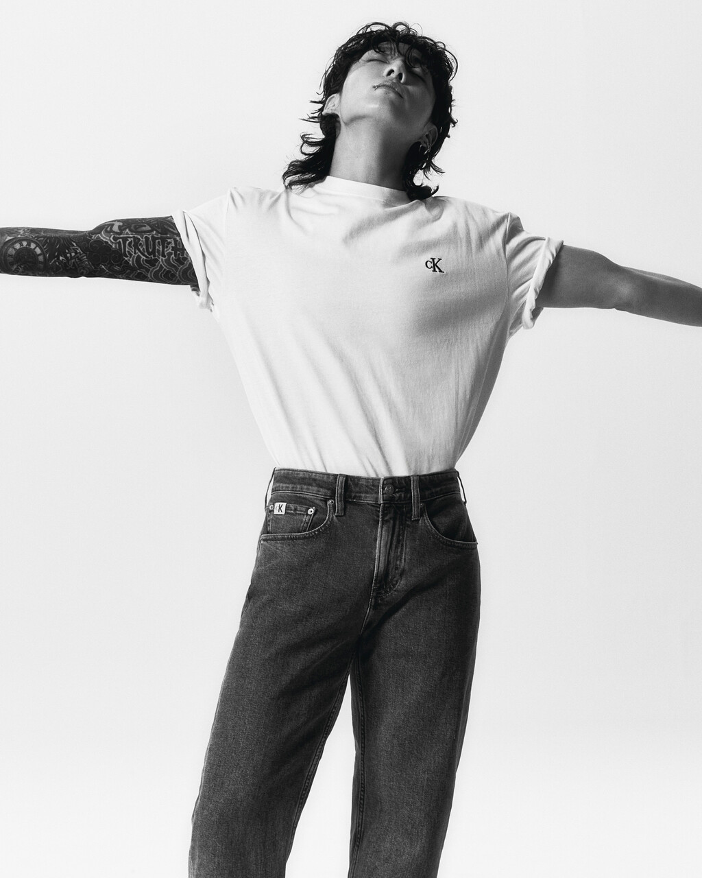 Calvin Logo Crew Neck Tee, Brilliant White, hi-res
