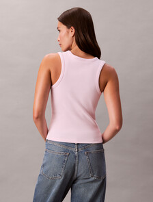 Cotton Stretch Rib Tank Top, Pearly Pink, hi-res
