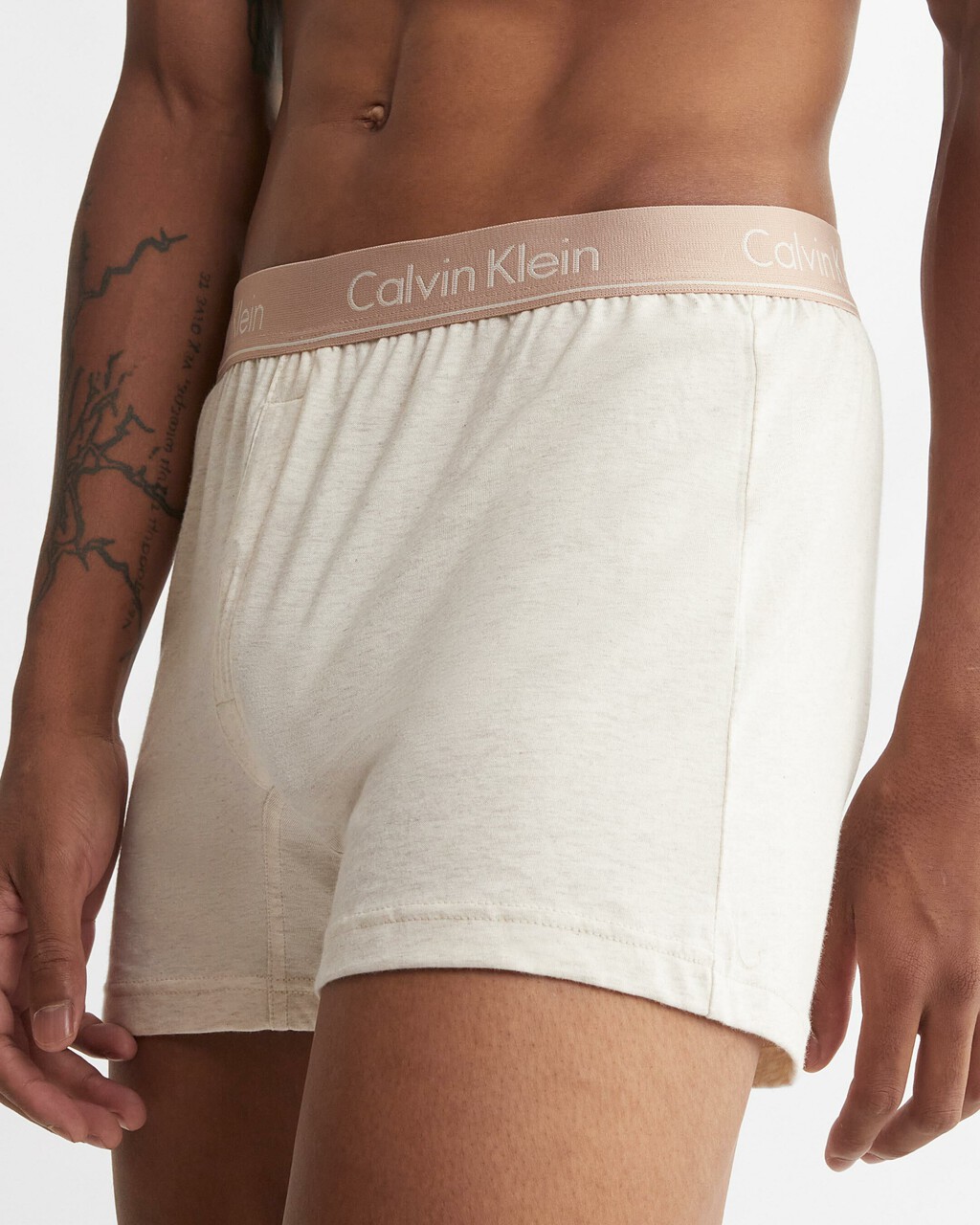 KNIT SLIM BOXERS, Oatmeal Heather, hi-res
