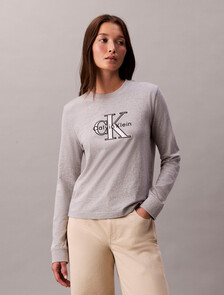 Monogram Long Sleeve Tee, BC06 Grey Heather, hi-res