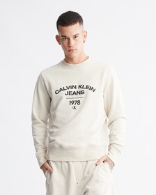 Varsity Curved Logo Sweatshirt, Eggshell, hi-res