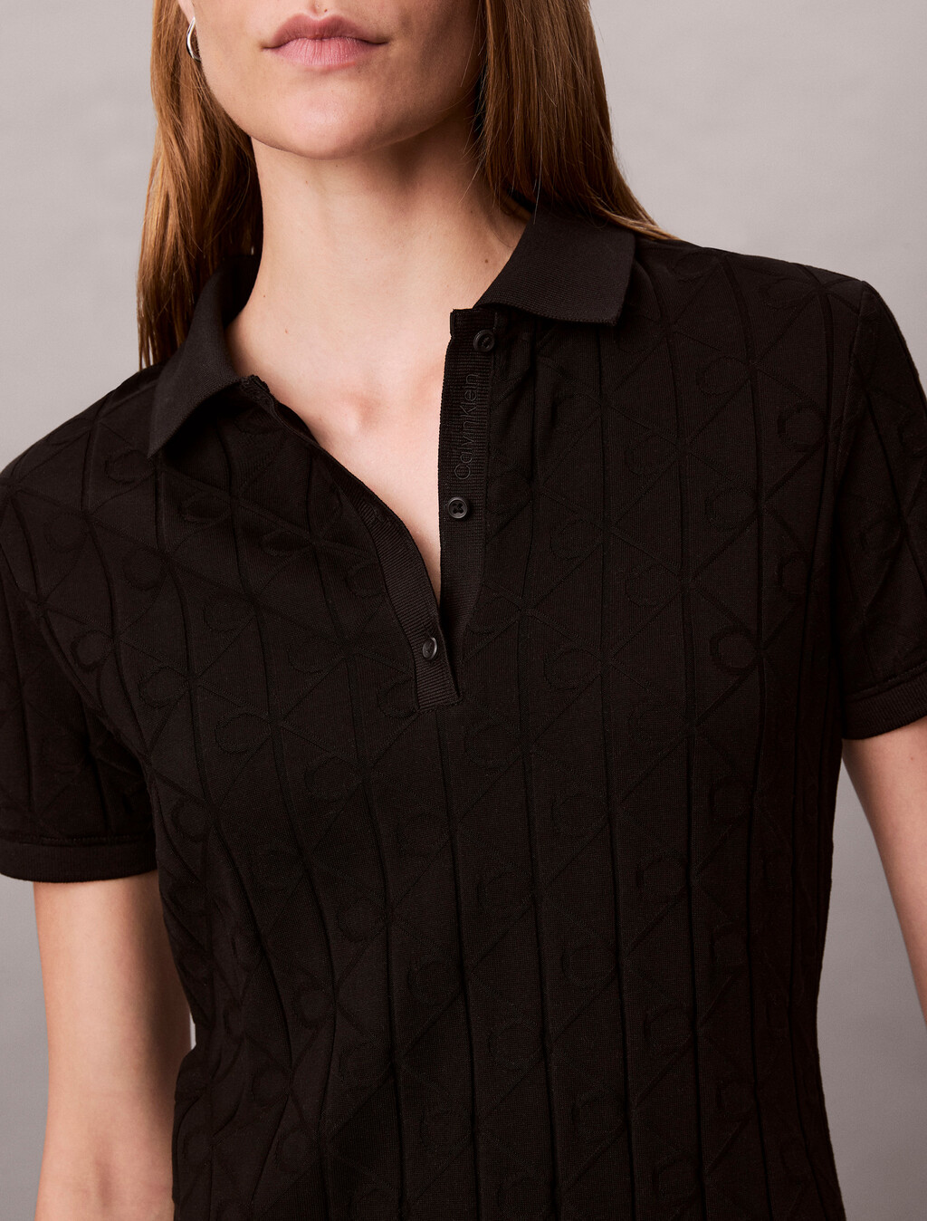 Logo Jacquard Polo Dress, Black, hi-res