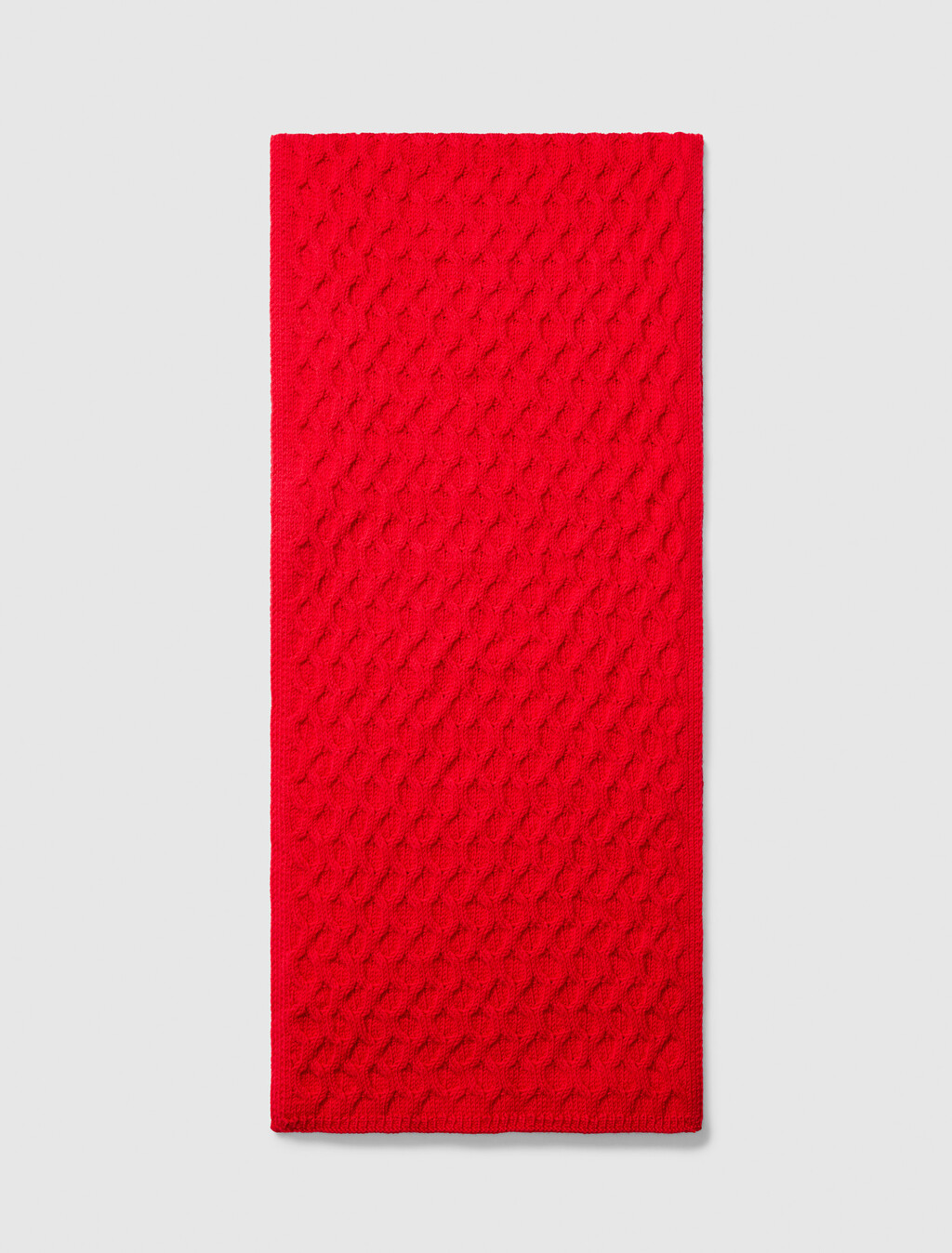 Merino Wool Cable Knit Scarf, Chinese Red, hi-res