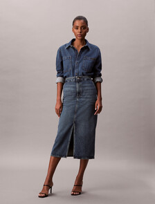 Denim Carpenter Maxi Skirt, TINTED ORCHARD, hi-res