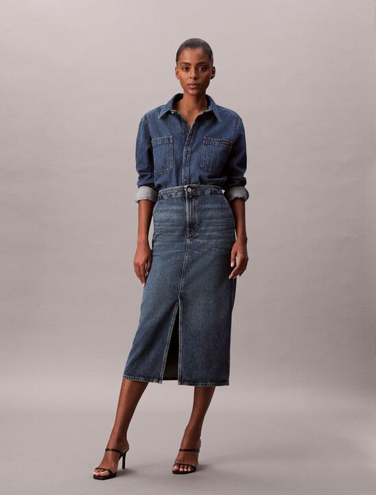 Denim Carpenter Maxi Skirt