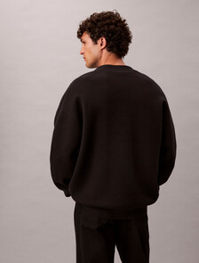 Cotton Blend Monogram Logo Relaxed Cardigan, Black, hi-res