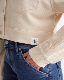 PREMIUM ESSENTIALS CROPPED TRUCKER JACKET, Classic Beige, hi-res