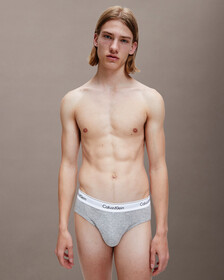 MODERN COTTON STRETCH HIP BRIEF - 2 PACK, 1 Grey Heather / 1 Black, hi-res
