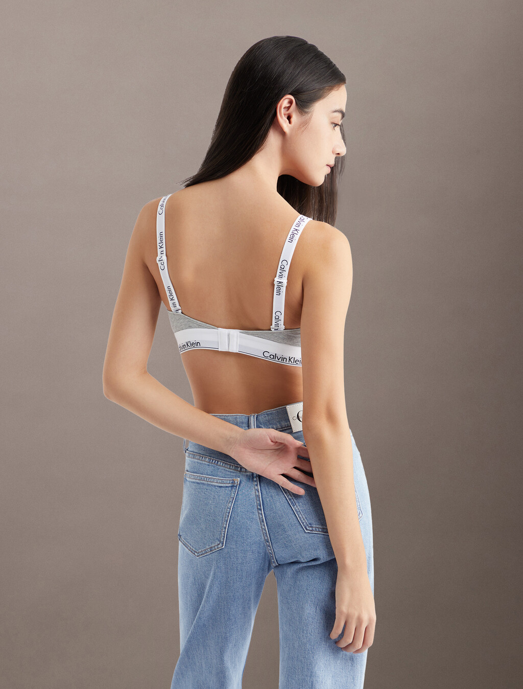 Icon Cotton Lightly Lined Plunge Bra, B10 Grey Heather, hi-res