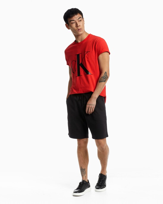 ATHLEISURE TWILL INTERLOCK PIPED SWEAT SHORTS
